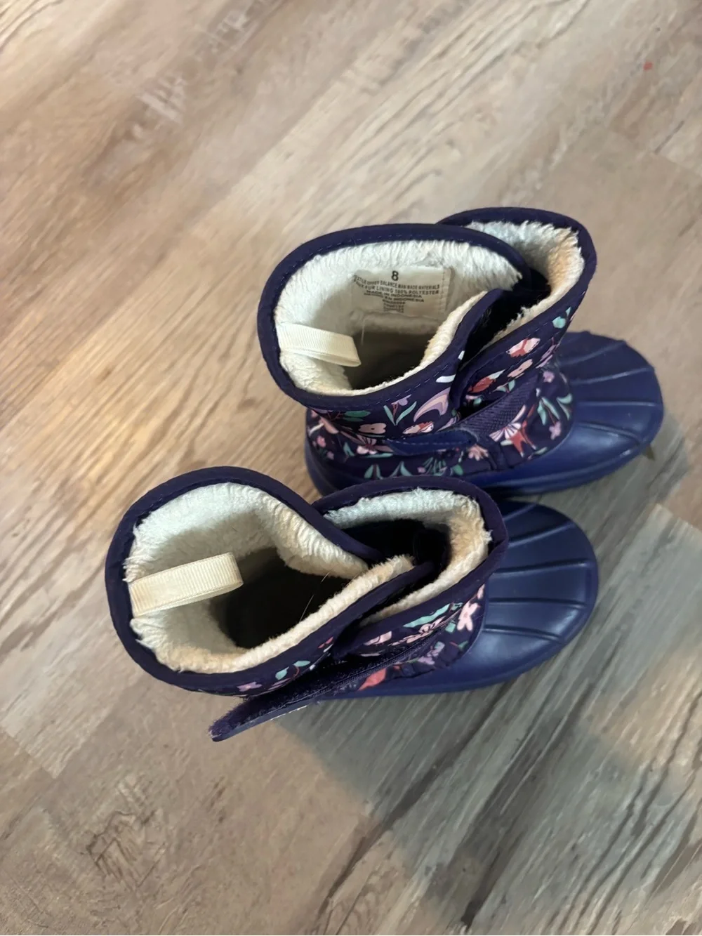 Kids Purple Floral Insulated Snow Boots
